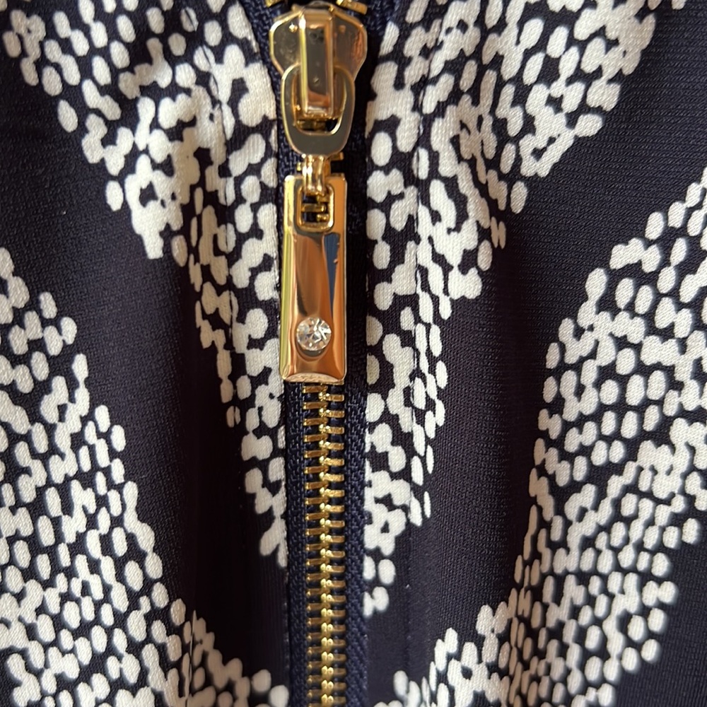 JM Collection | Zip Front Gold Speck Zebraesque Tunic - Picture 10 of 11